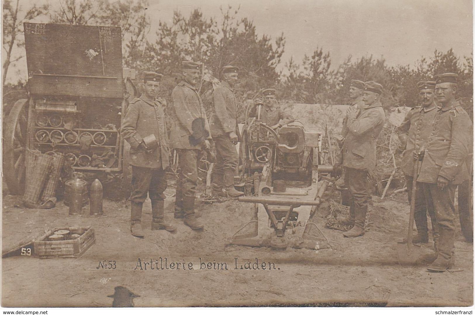 AK Artillerie Beim Laden Artillery Kanone Canon Soldaten Soldats WWI Weltkrieg Militär Militaria Guerre Militaire France - Ausrüstung