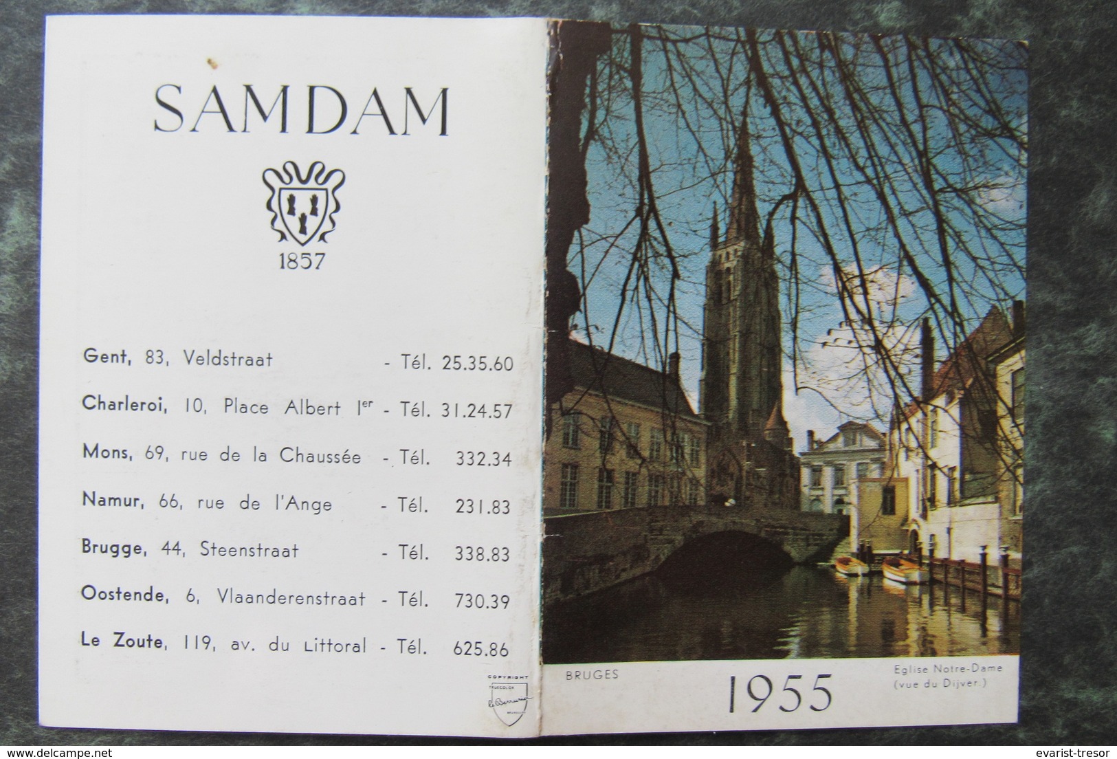 Cp/pk Gent Brugge Oostende Kalender Zak Kalender 1955 SAMDAM - Gent