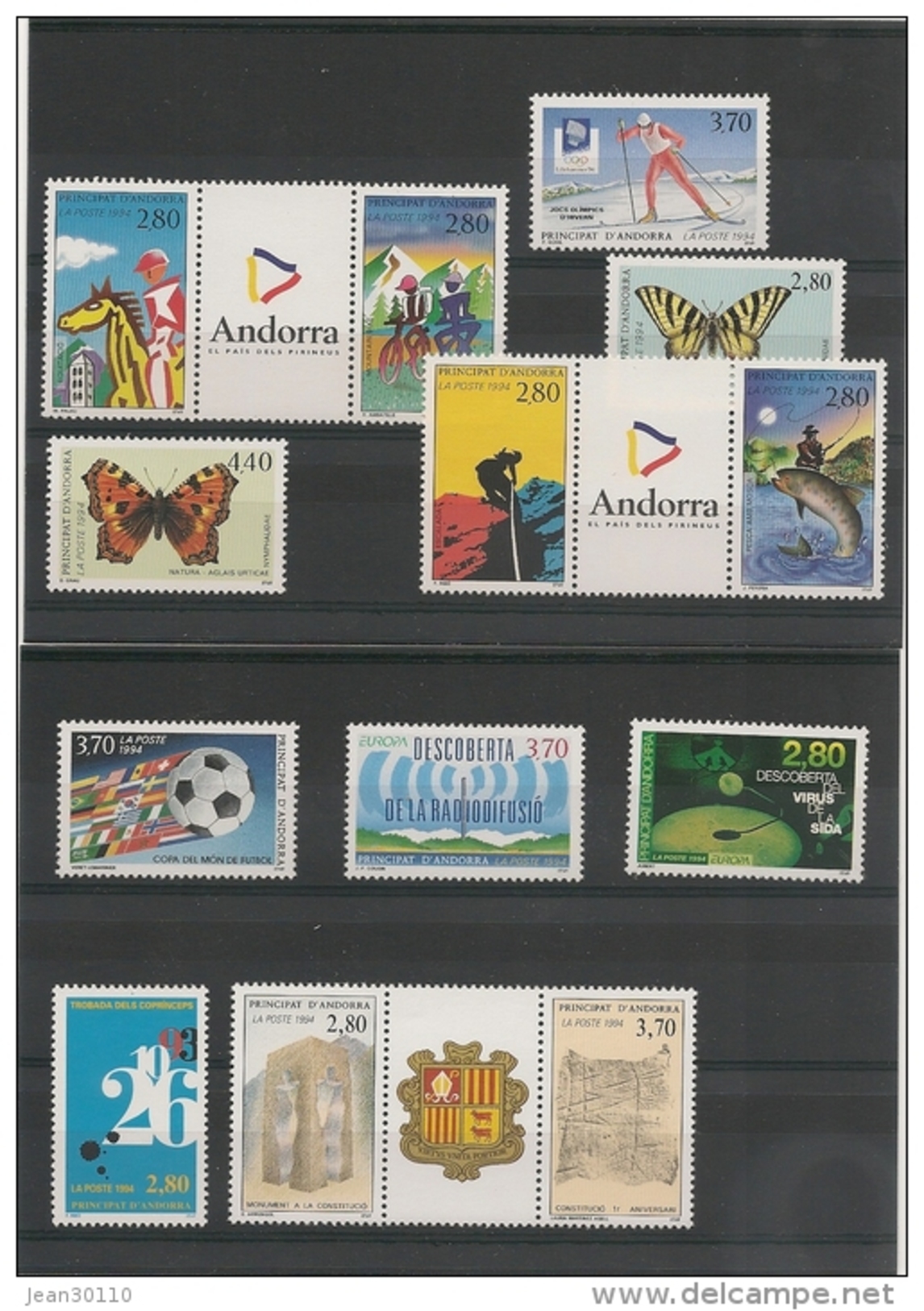 ANDORRE  Année 1994 Complète N° Y/T : 441/453 ** Côte: 26 &euro; - Full Years