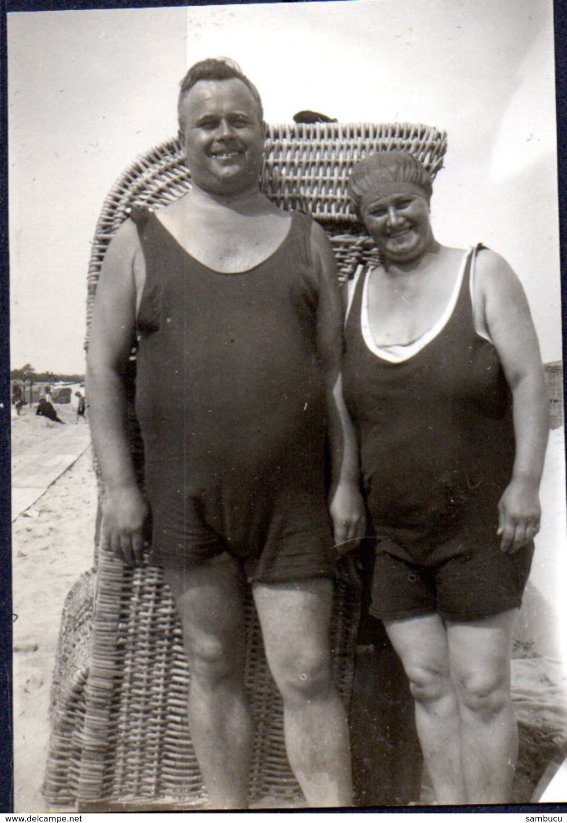 Die Badegäste, Urlauber Mit Strandkorb Bei Taning 1935 Echtfoto - Orte