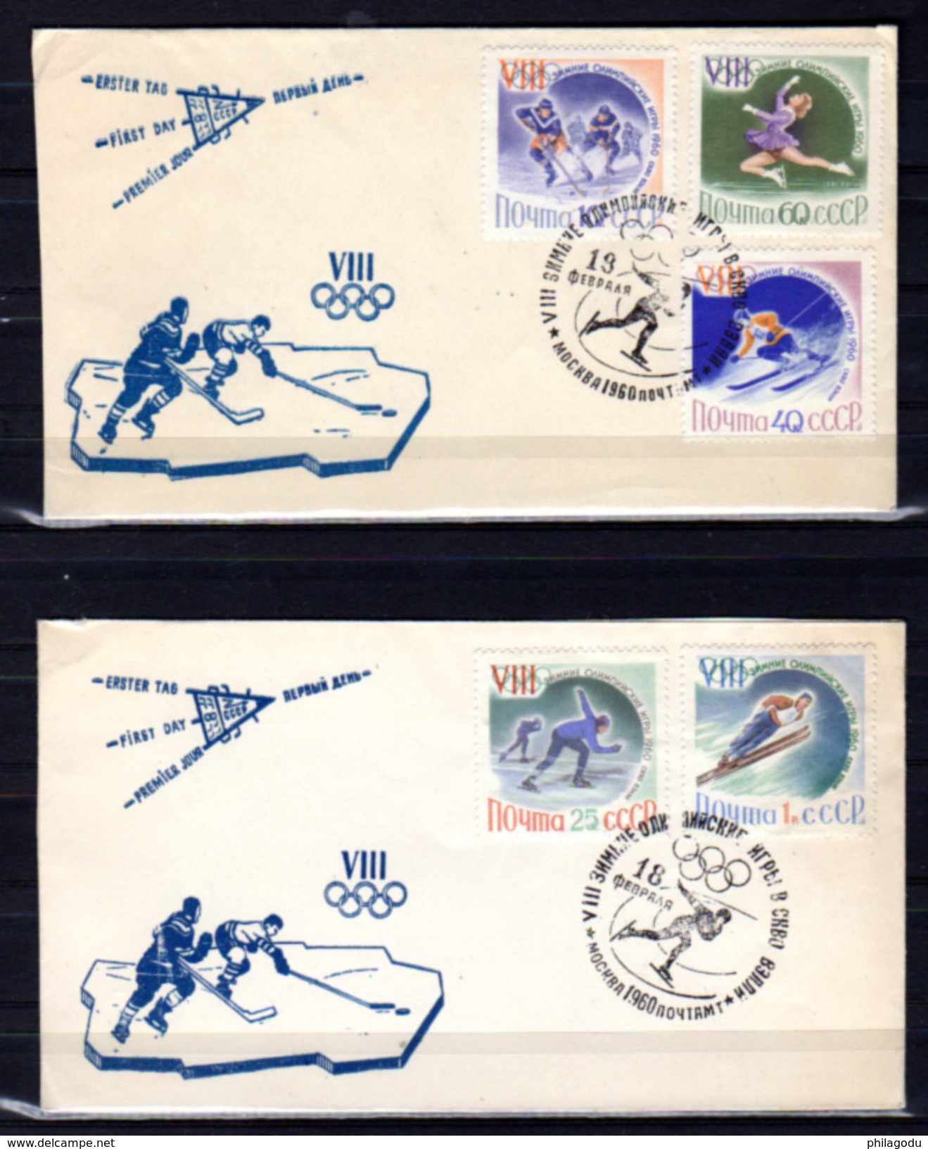 1960  FDC, J.O, D'hiver à Squaw Valley, FDC 2358 / 2362, - Hiver 1960: Squaw Valley