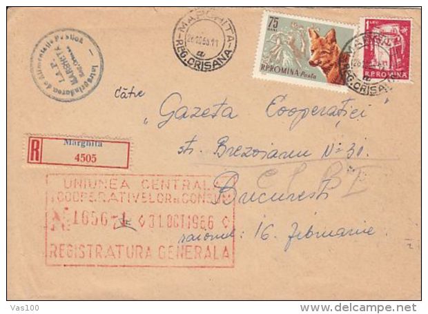 FOX, NUCLEAR REACTOR, STAMPS ON REGISTERED COVER, 1966, ROMANIA - Briefe U. Dokumente