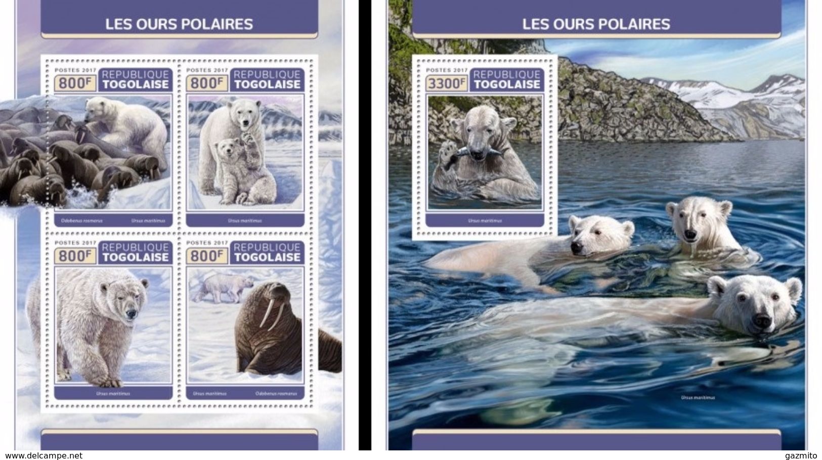 Togo 2017, Animals, Polar Bears, 4val In BF +BF - Arctic Tierwelt