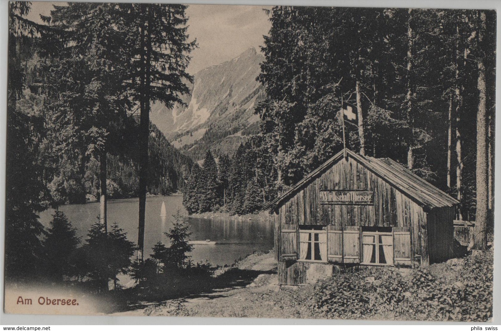 Am Obersee Wirtschaft Obersee - Stempel: Näfels - Photo: E. Jeanrenaud No. 466 - Näfels