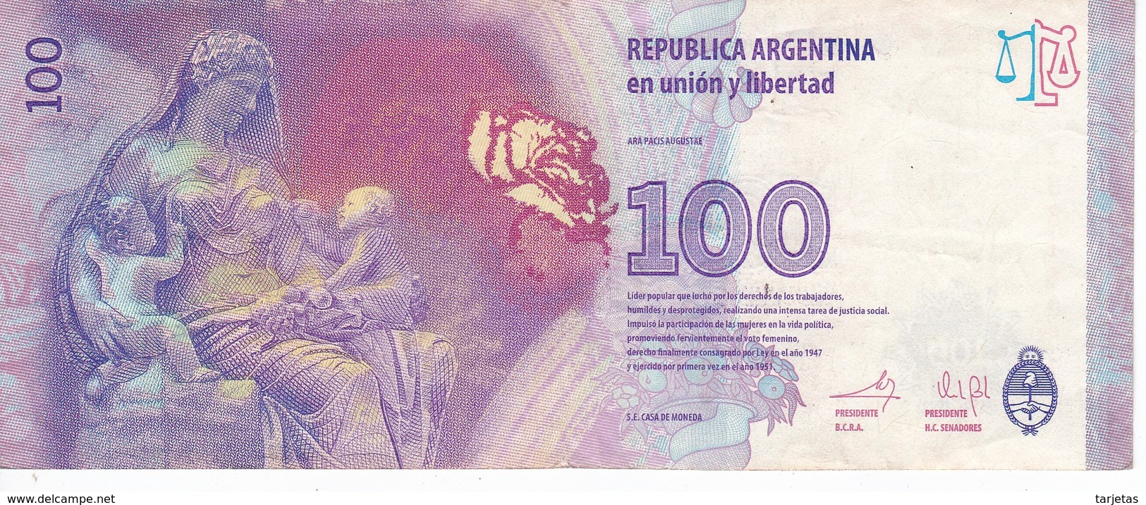 BILLETE DE ARGENTINA DE 100 PESOS DEL AÑO 2012 (BANKNOTE) - Argentinië