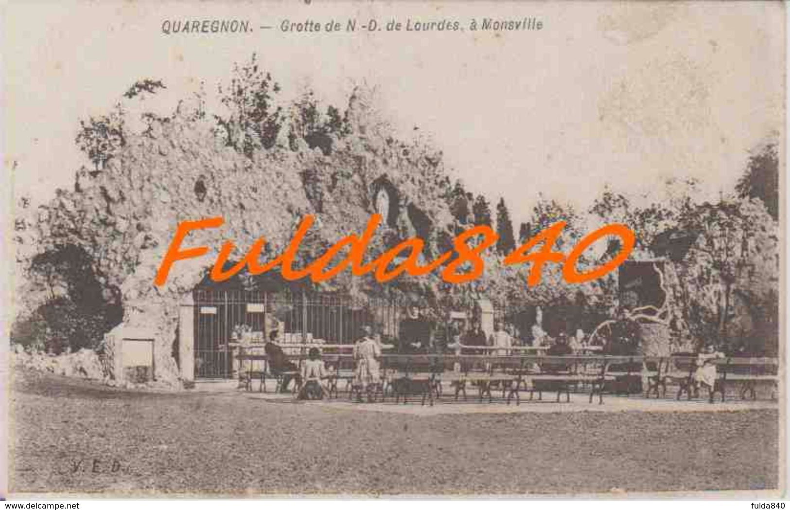CPA.  QUAREGNON.  Grotte De N-D De Lourdes, à Monsville.      191?. (animée) - Quaregnon