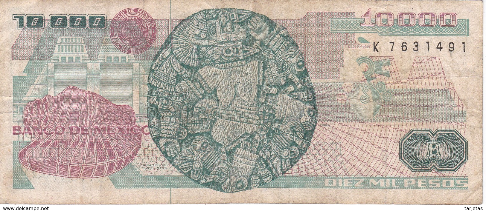 BILLETE DE MEXICO DE 10000 PESOS AÑO 1989 DE CARDENAS   (BANKNOTE) - Mexique