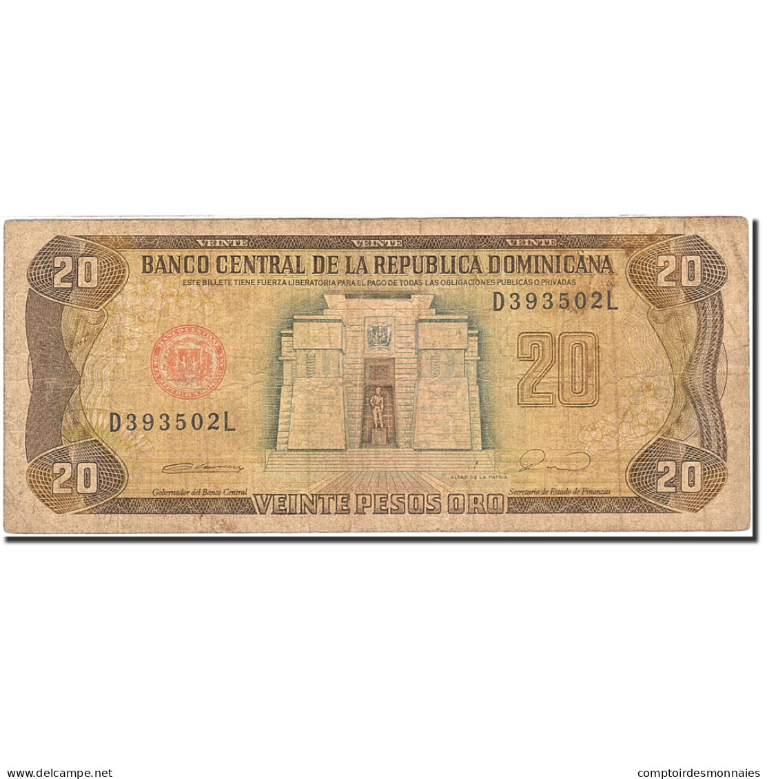 Billet, Dominican Republic, 20 Pesos Oro, 1990, 1990, KM:133, TB - Dominicaine