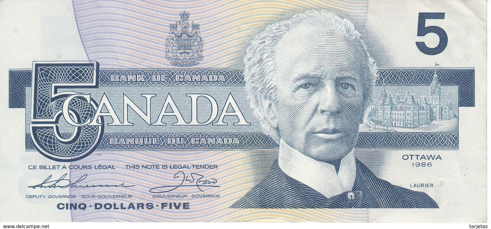 BILLETE DE CANADA DE 5 DOLLARS DEL AÑO 1986 CALIDAD EBC (XF) (BANKNOTE) - Canada