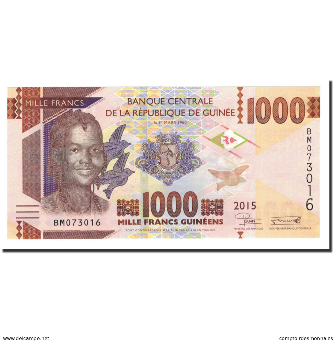 Billet, Guinea, 1000 Francs, 2015, KM:48, NEUF - Guinée