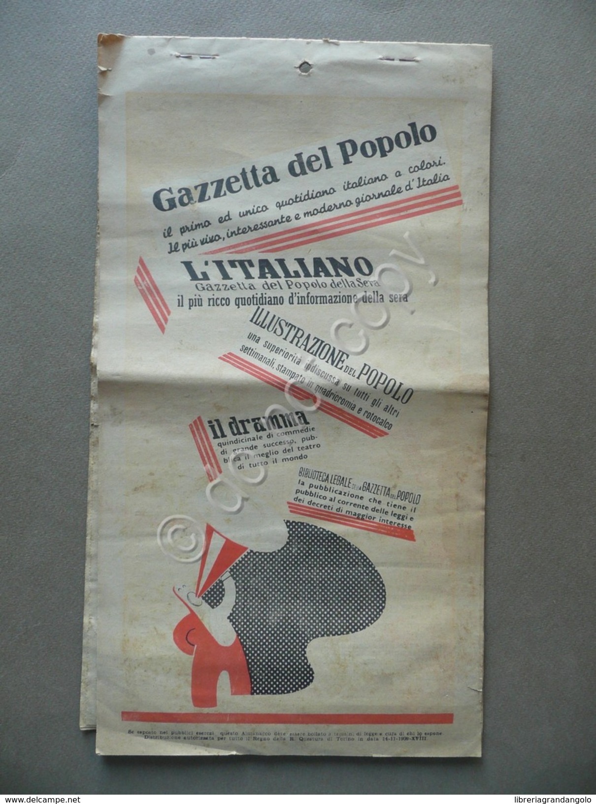 Calendario Per Le Famiglie Gazzetta Del Popolo 1940 Illustrazione Brunetta - Otros & Sin Clasificación