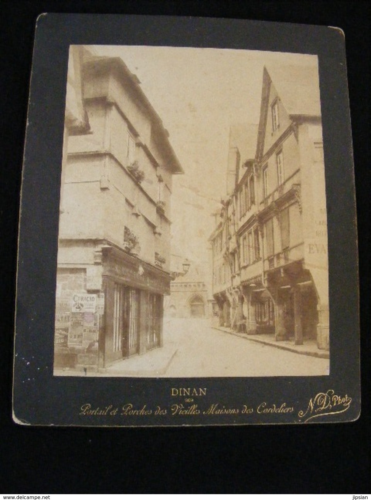 Grande Photographie Originale Dinan Portail Et Porches Des Vieilles Maisons Cordeliers ND Phot Neurdein Photographe M1 - Anciennes (Av. 1900)