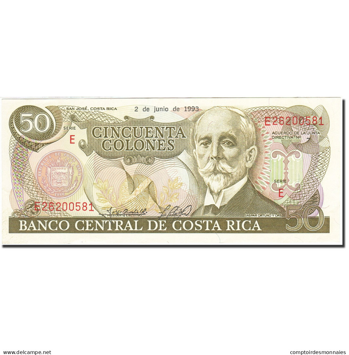 Billet, Costa Rica, 50 Colones, 1990-1992, 1993-06-02, KM:257a, SUP - Costa Rica