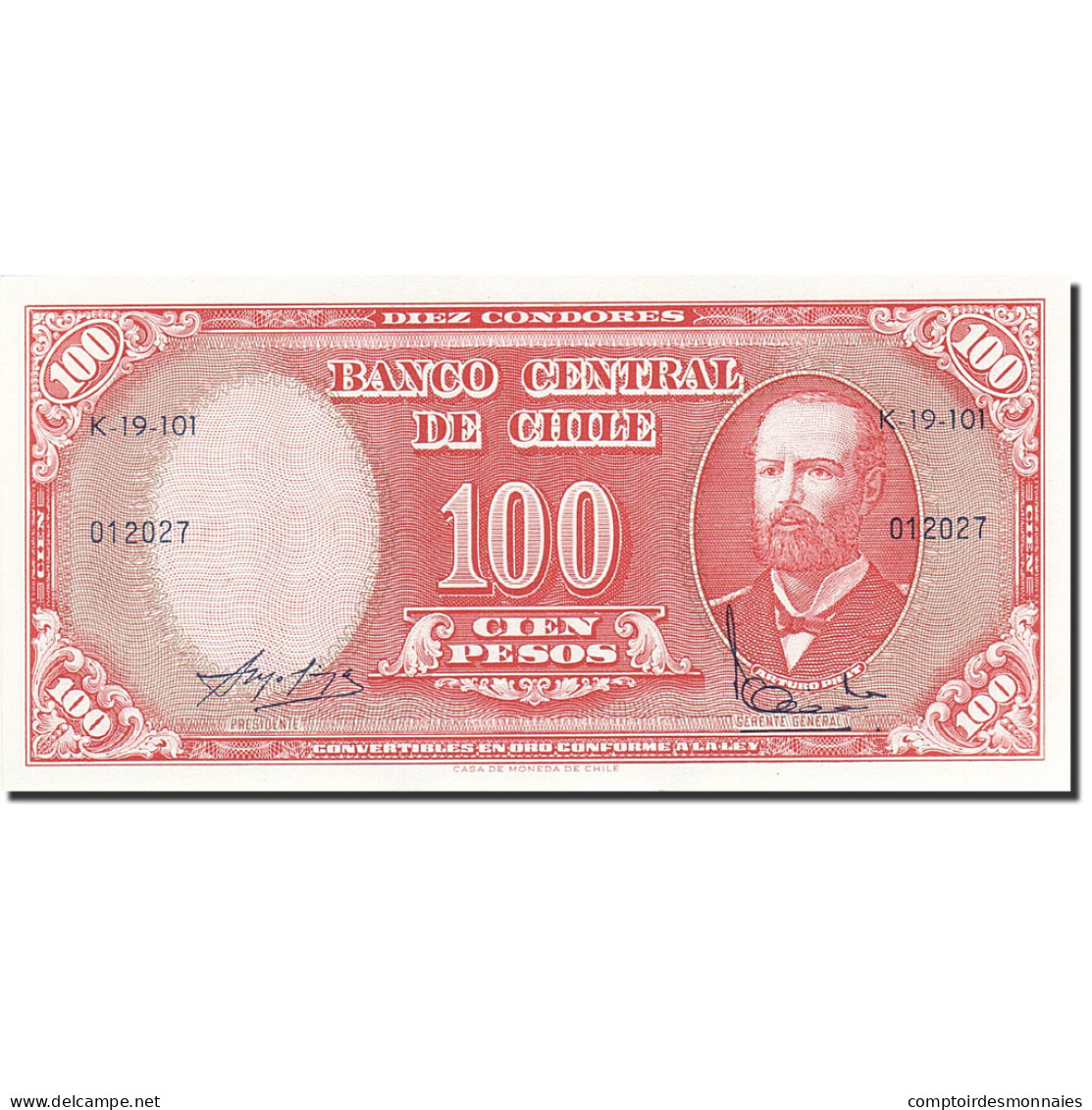 Billet, Chile, 10 Centesimos On 100 Pesos, 1960, Undated (1960-1961), KM:127a - Chili