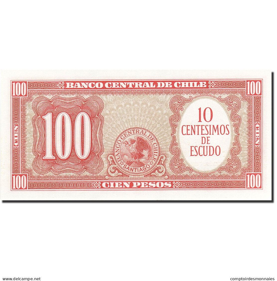 Billet, Chile, 10 Centesimos On 100 Pesos, 1960, Undated (1960-1961), KM:127a - Chili