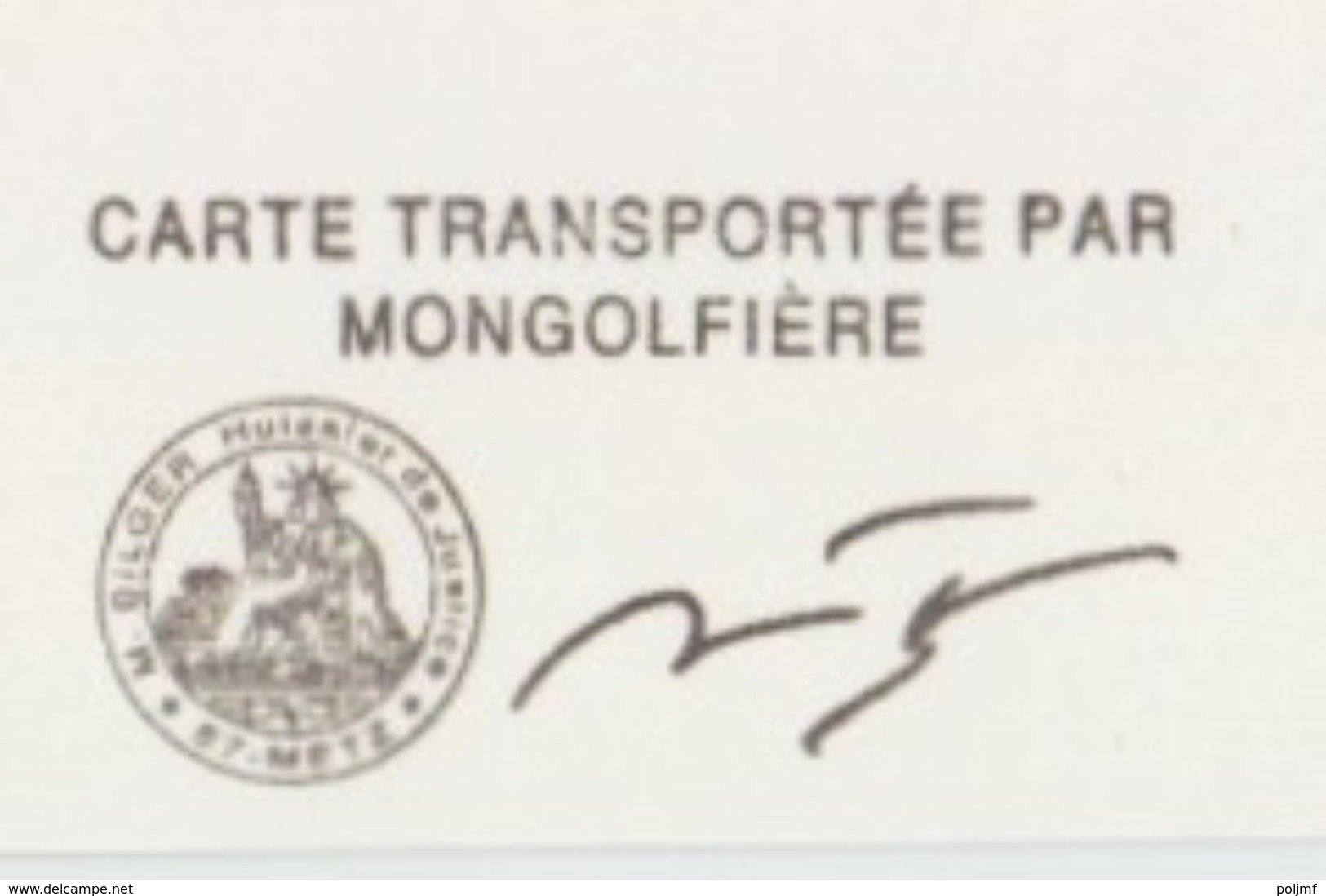 Aérostation, Fraternité 89 Pilâtre De Rozier, 29 Juillet 89, Transporté Par Montgolfière, Cachet D'huissier - Lettres & Documents