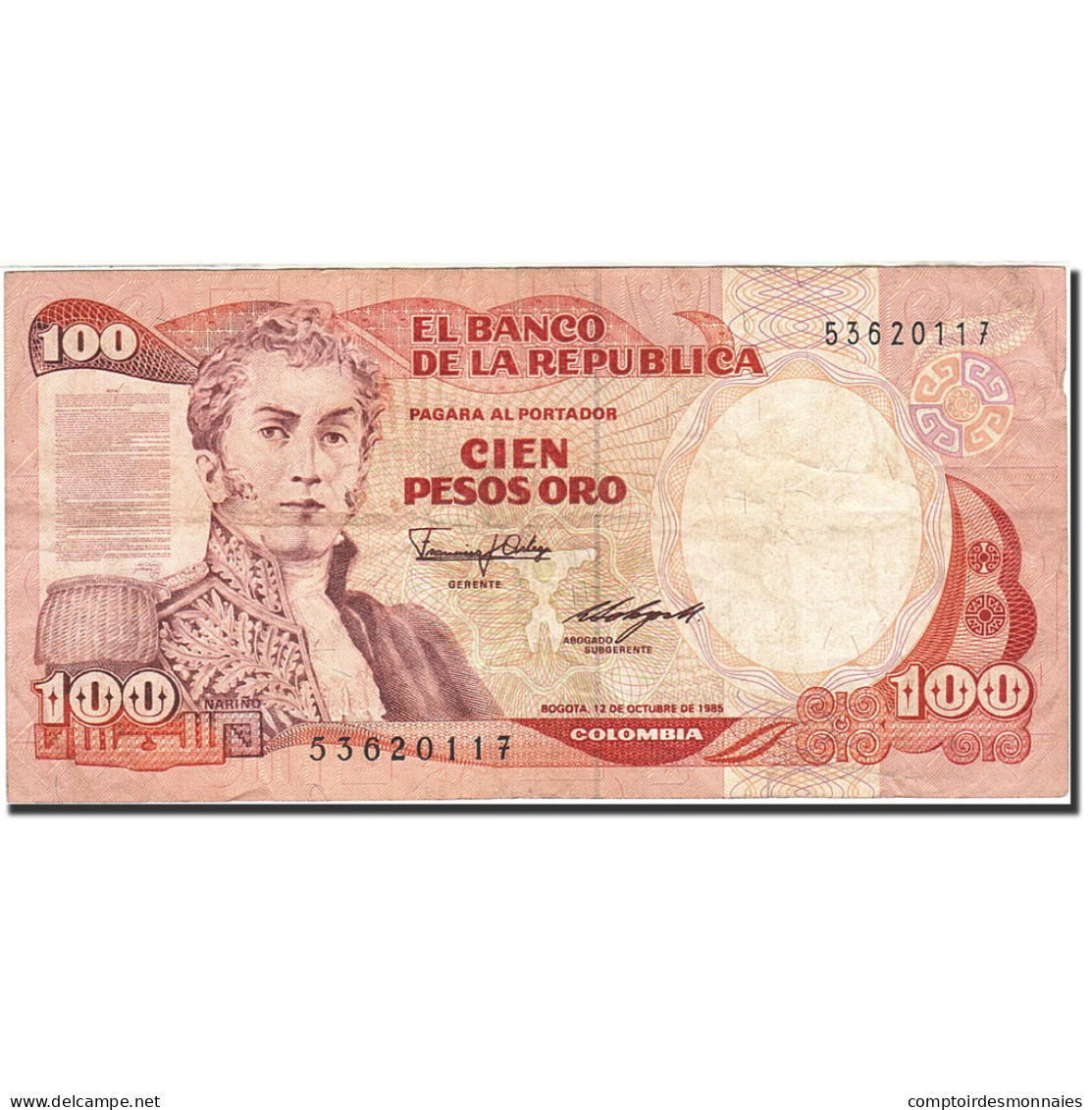 Billet, Colombie, 100 Pesos Oro, 1982-1984, 1985-10-12, KM:426b, TB - Colombia