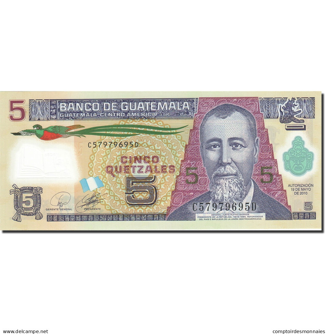 Billet, Guatemala, 5 Quetzales, 2010-2011, 2010-05-19, KM:122, NEUF - Guatemala