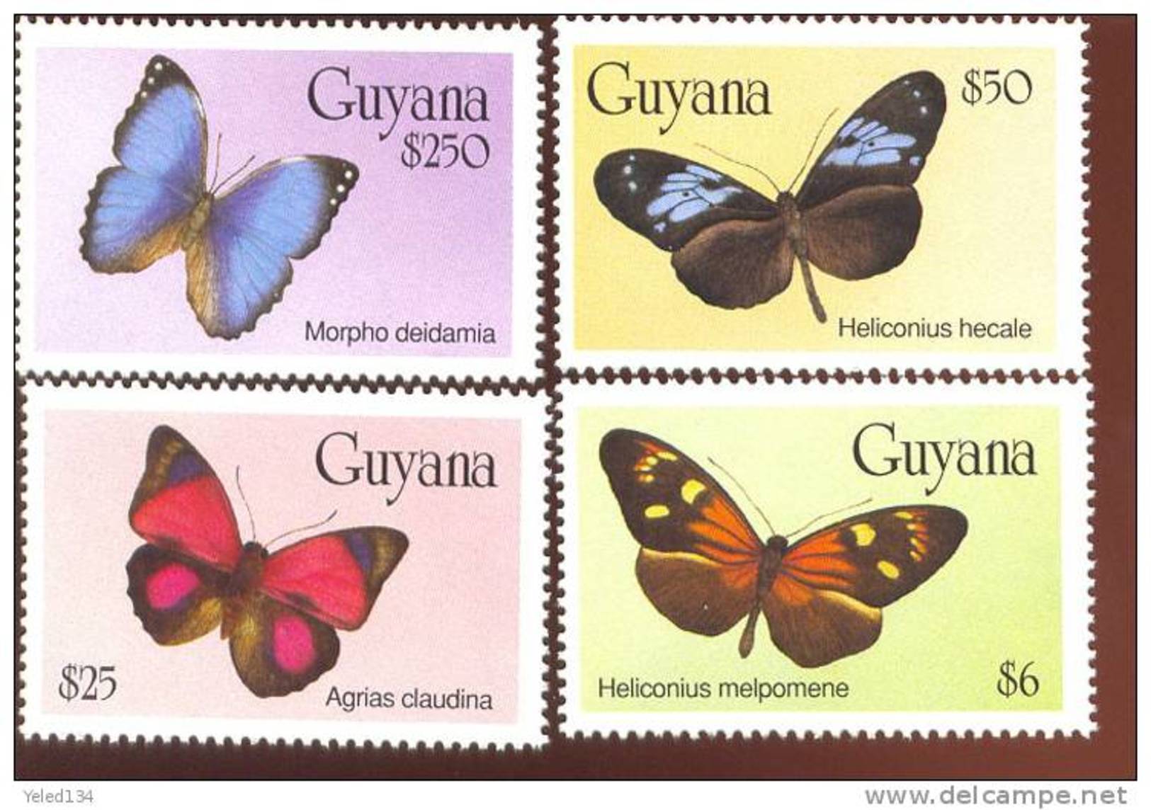 GUYANA  2819-2  MINT NEVER HINGED SET OF STAMPS OF BUTTERFLIES-INSECTS   # S-445-1  ( - Altri & Non Classificati