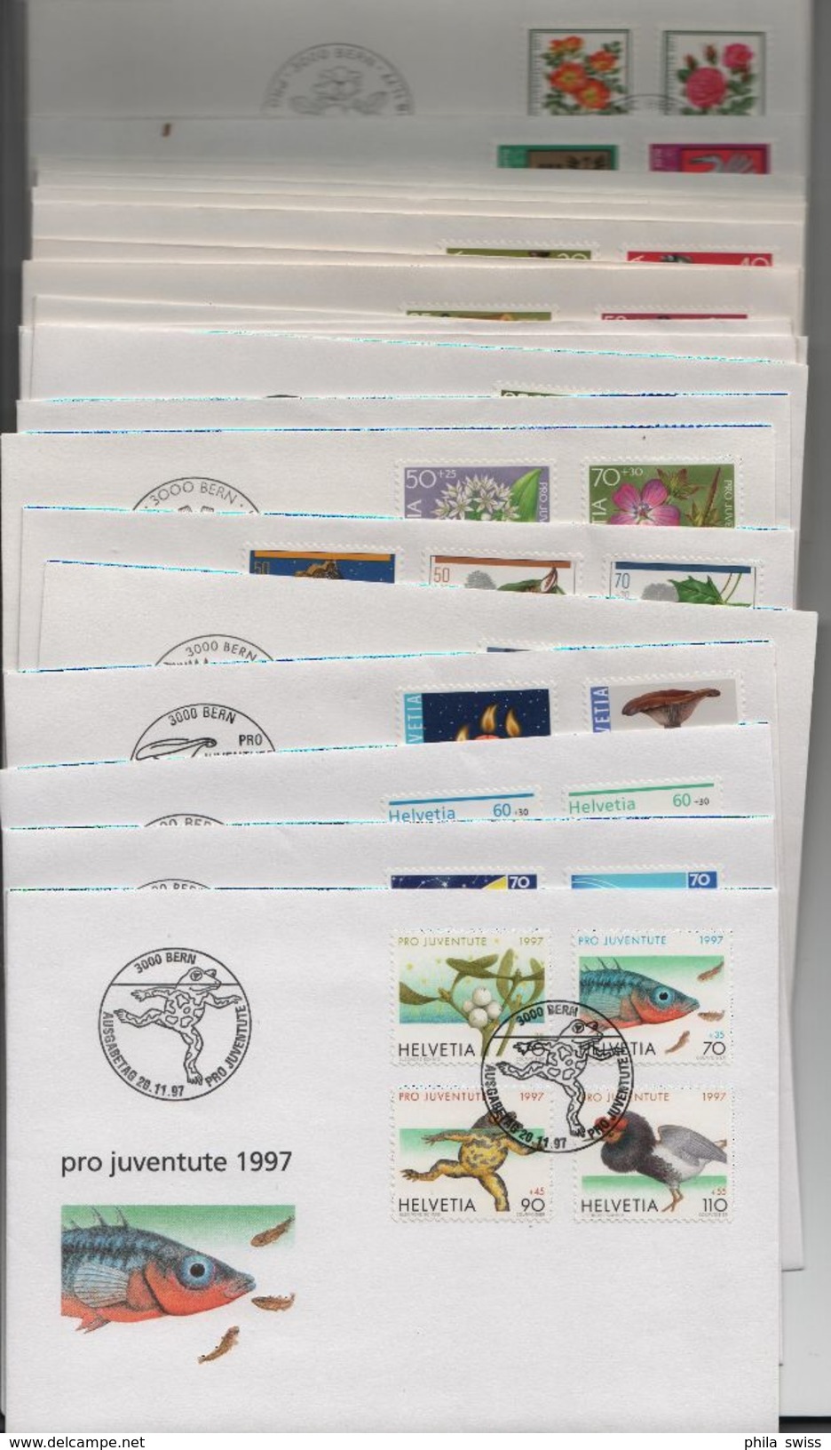 25 Pro Juventute FDC From 1973 To 1997 Complet Collection Without Adress - Lettres & Documents