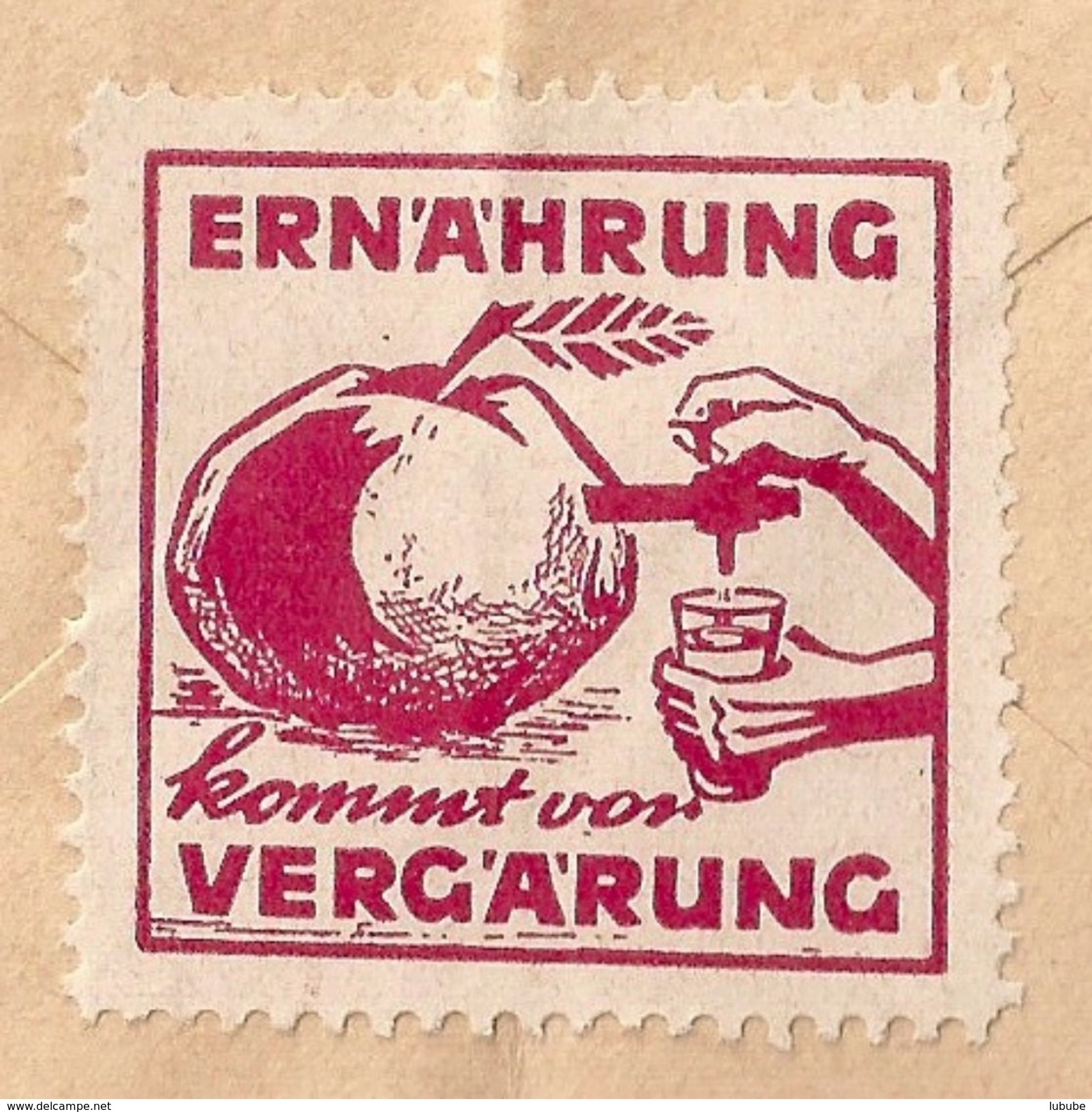 Vignette  "Ernährung Kommt Vor Vergärung"          Ca. 1940 - Altri & Non Classificati