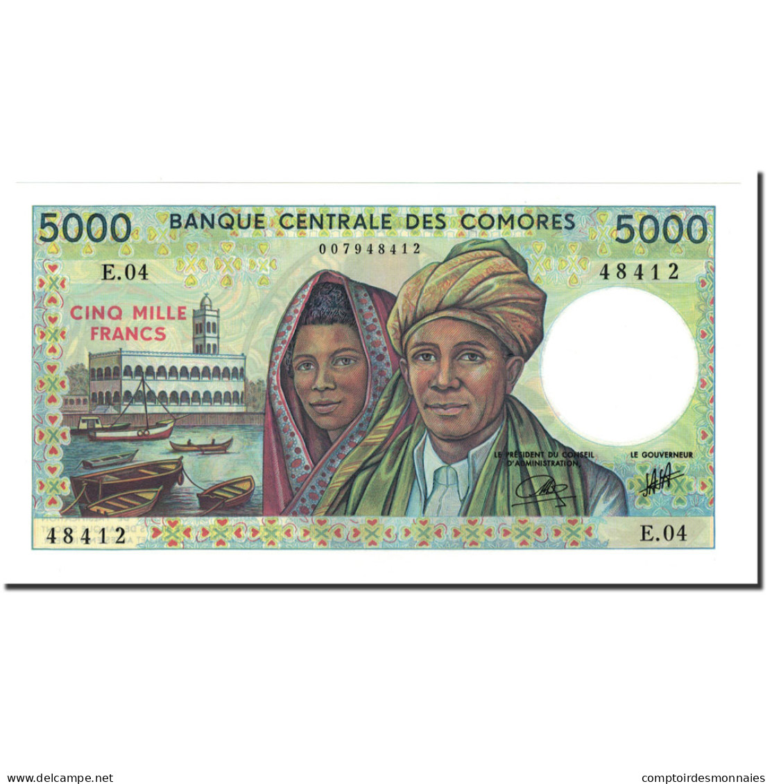 Billet, Comoros, 5000 Francs, 1984, KM:12b, NEUF - Comoros