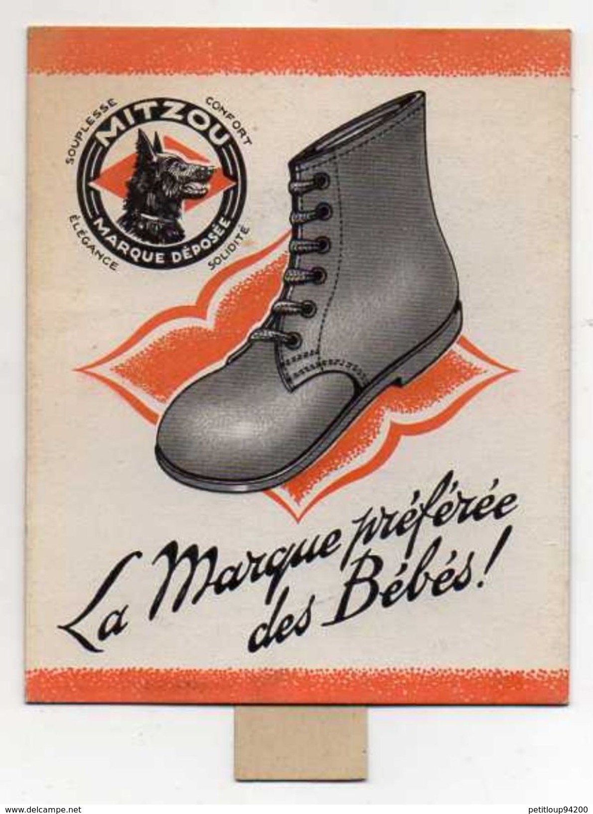 CARTON PUBLICITAIRE PLV  MITZOU  La Marque Préférée Des Bébés + 6 VIGNETTES CHAUSSURES Années 1930 - Plaques En Carton