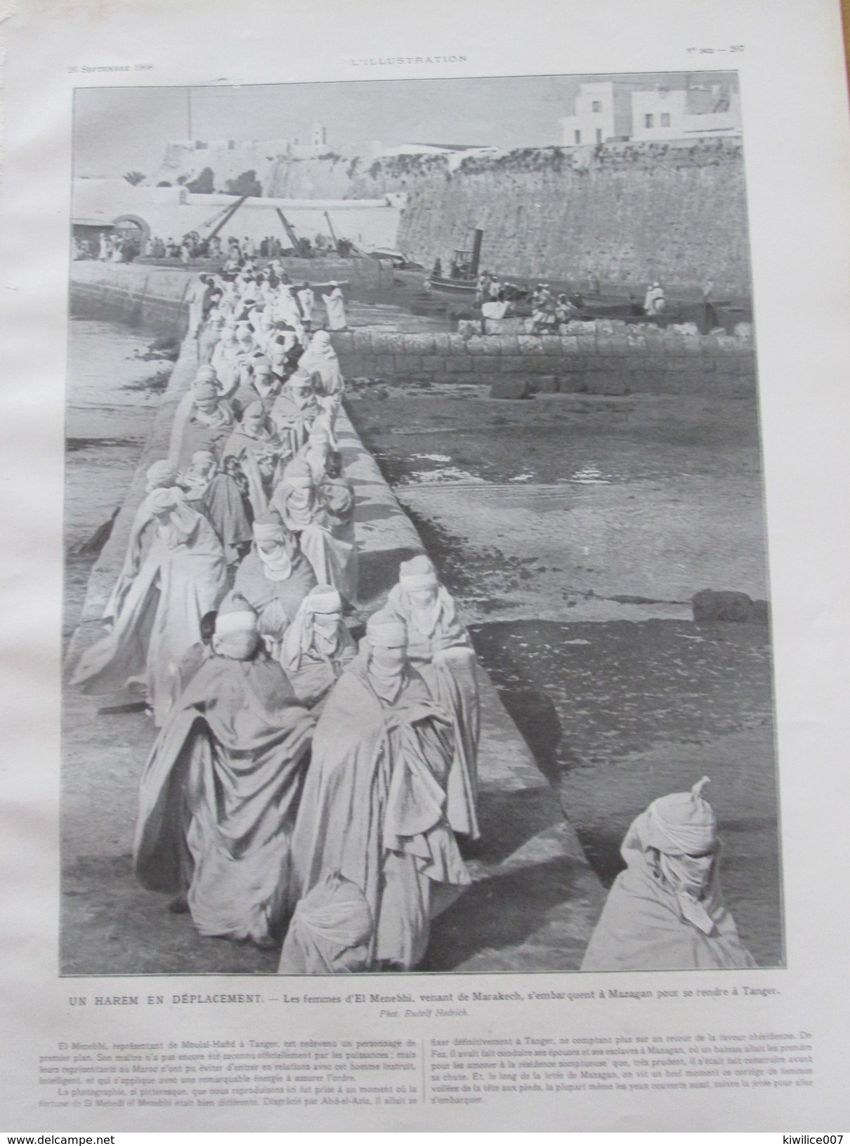 1908  Maroc Tanger    FANTASIA  Plateau De Marchan   Moulai Hafid  Embarquement à   MAZAGAN Pour TANGER  Femmes Voilées - Non Classés