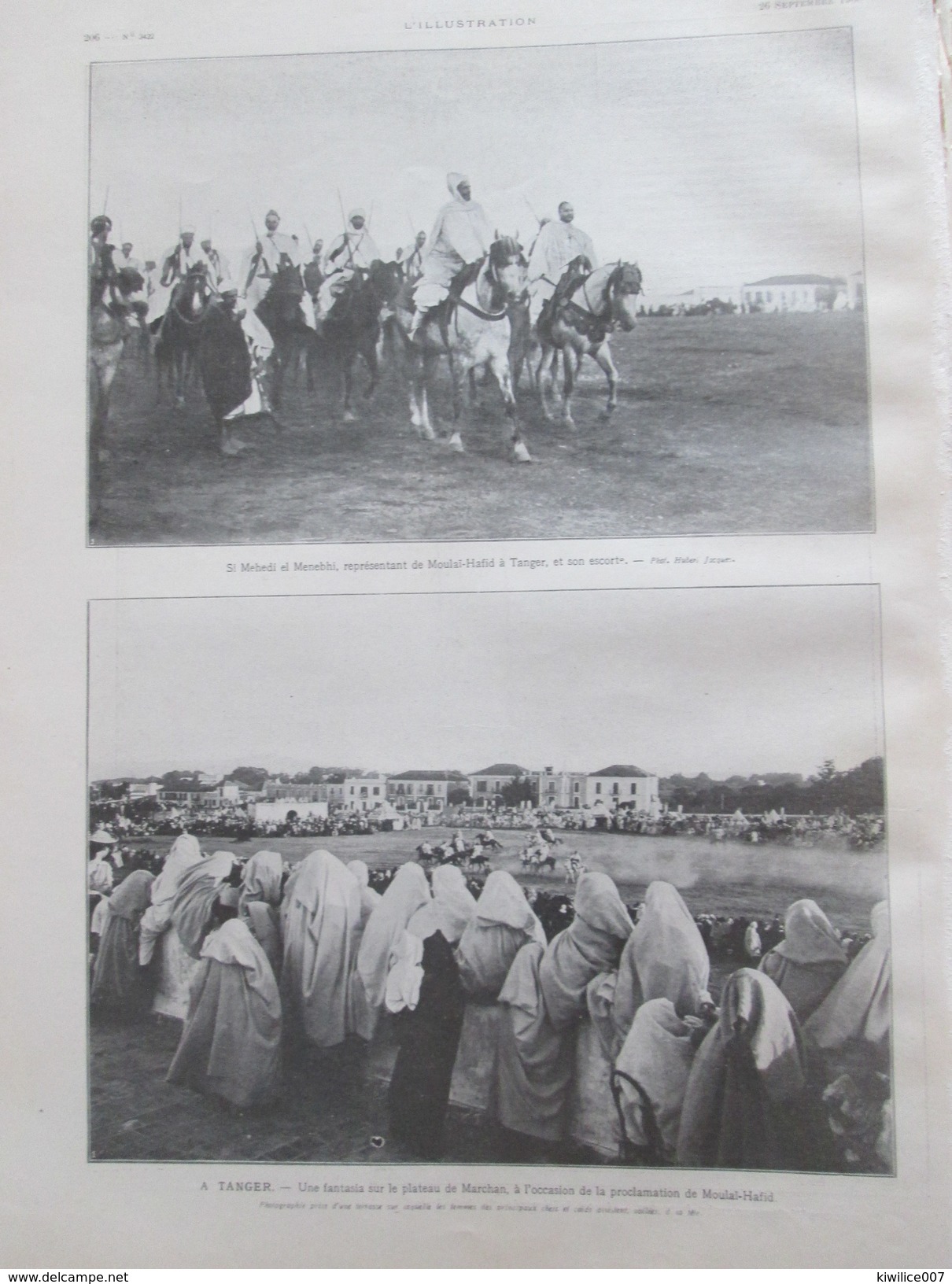 1908  Maroc Tanger    FANTASIA  Plateau De Marchan   Moulai Hafid  Embarquement à   MAZAGAN Pour TANGER  Femmes Voilées - Non Classés