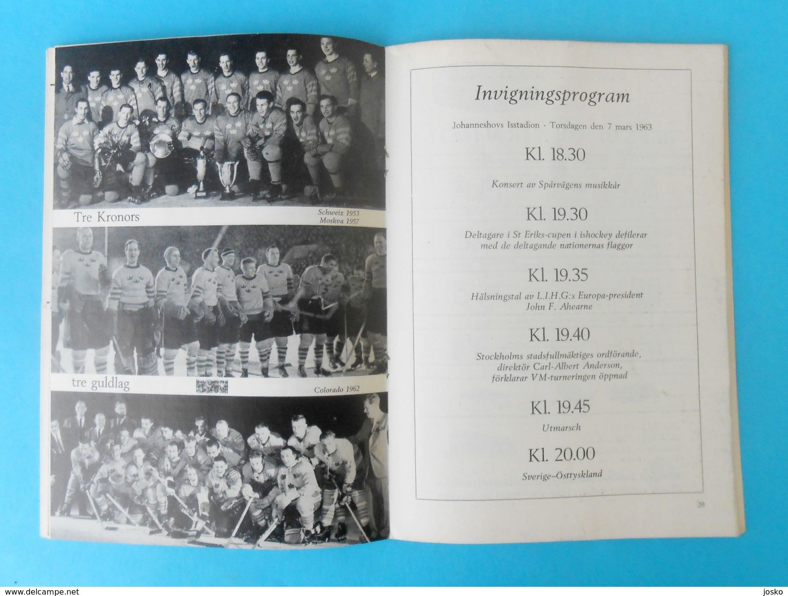 1963 ICE HOCKEY WORLD CHAMPIONSHIP (Sweden) programme * h. sur glace eishockey h. su ghiaccio programm programma program