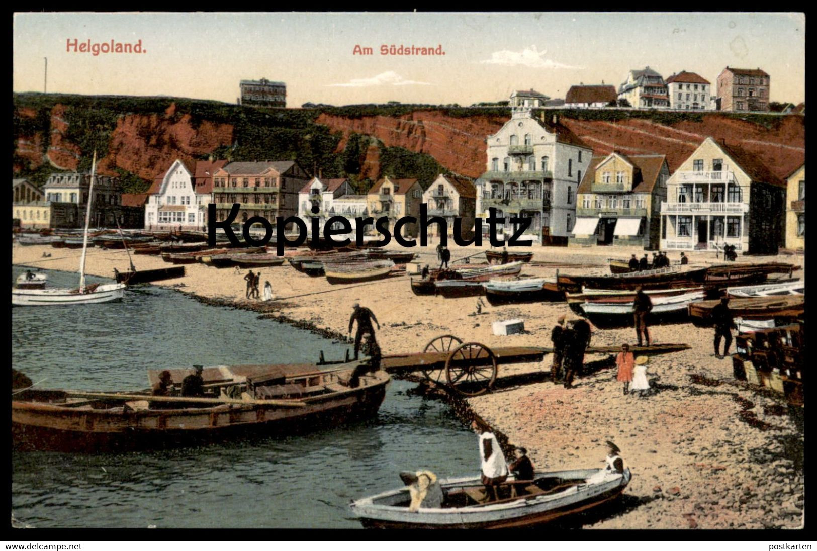 ALTE POSTKARTE HELGOLAND AM SÜDSTRAND FISCHER STEMPEL MARINELAZARETT HELGOLAND KAISERLICHE MARINE Ansichtskarte Postcard - Helgoland