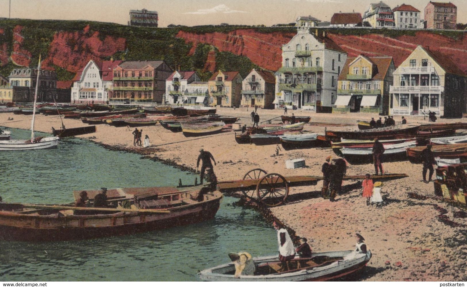 ALTE POSTKARTE HELGOLAND AM SÜDSTRAND FISCHER STEMPEL MARINELAZARETT HELGOLAND KAISERLICHE MARINE Ansichtskarte Postcard - Helgoland