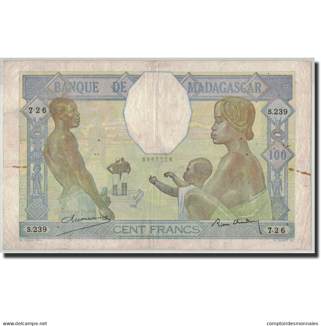 Billet, Madagascar, 100 Francs, Undated (ca.1937), KM:40, TB - Madagaskar