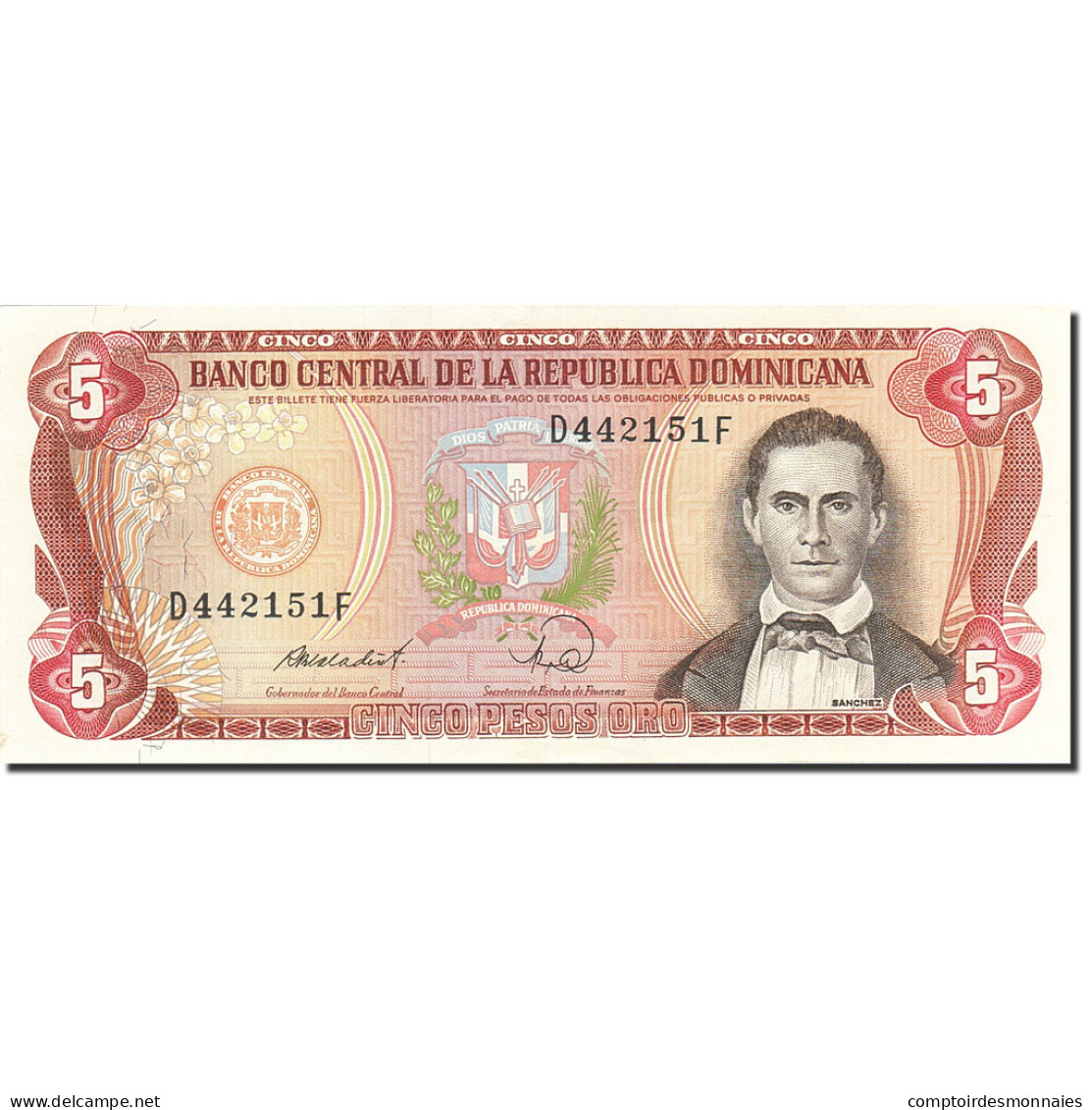 Billet, Dominican Republic, 5 Pesos Oro, 1977-1980, 1988, KM:118c, SUP - Dominicana