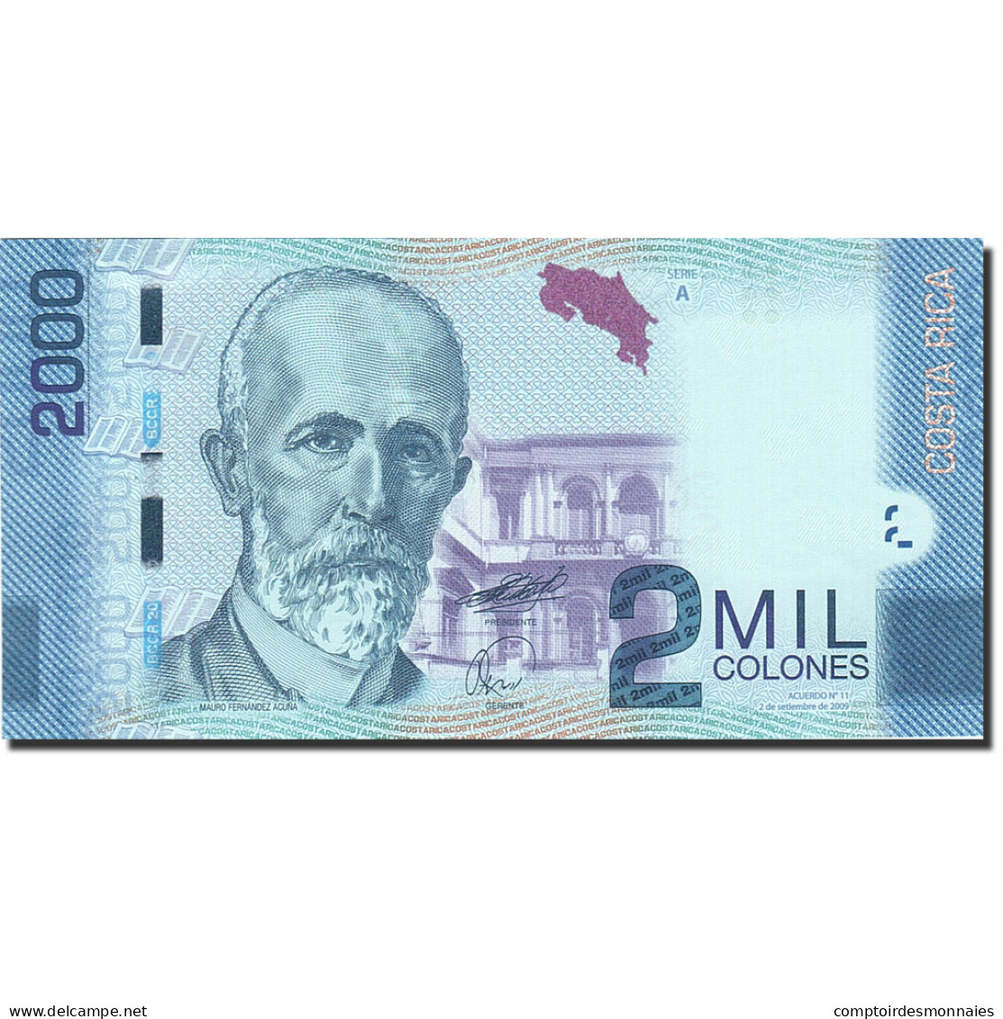 Billet, Costa Rica, 2000 Colones, 2010, 2009-09-02, KM:275, NEUF - Costa Rica