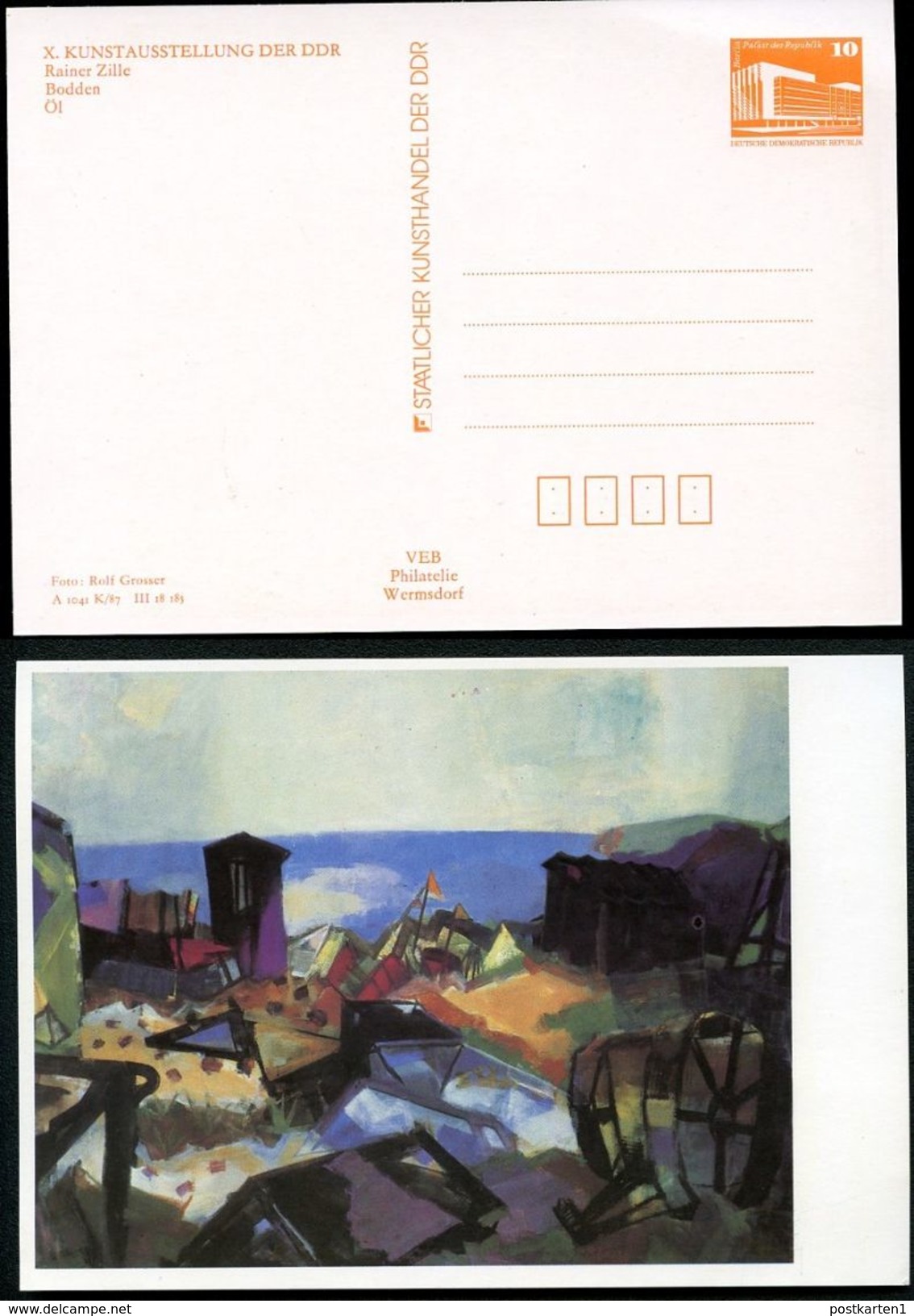 DDR Privat-Postkarte PP19 B1/005-1b KUNSTAUSSTELLUNG DRESDEN 1987 NGK 3,00 € - Postales Privados - Nuevos