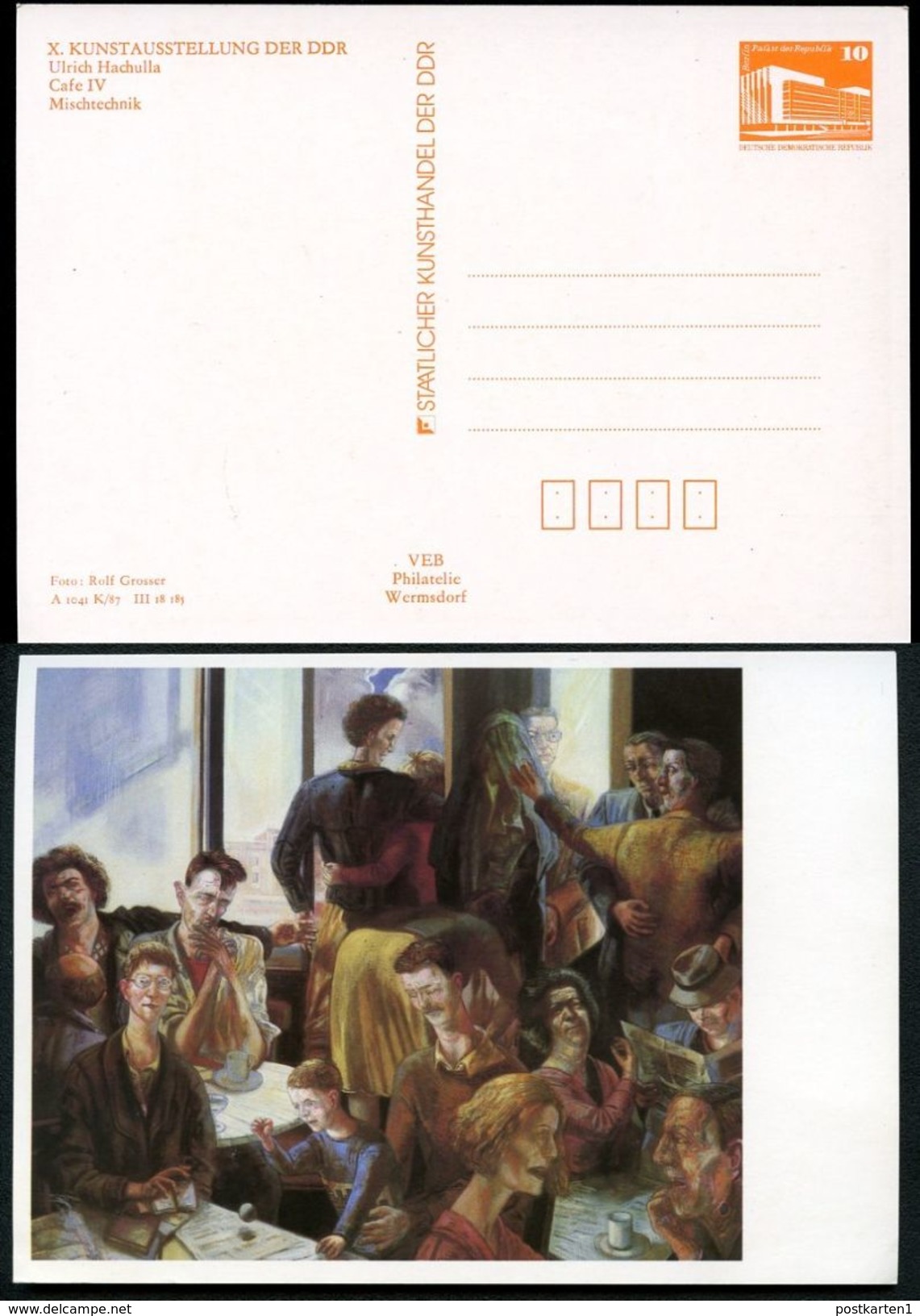 DDR Privat-Postkarte PP19 B1/012-1b KUNSTAUSSTELLUNG DRESDEN 1987  NGK 3,00 € - Cartes Postales Privées - Neuves