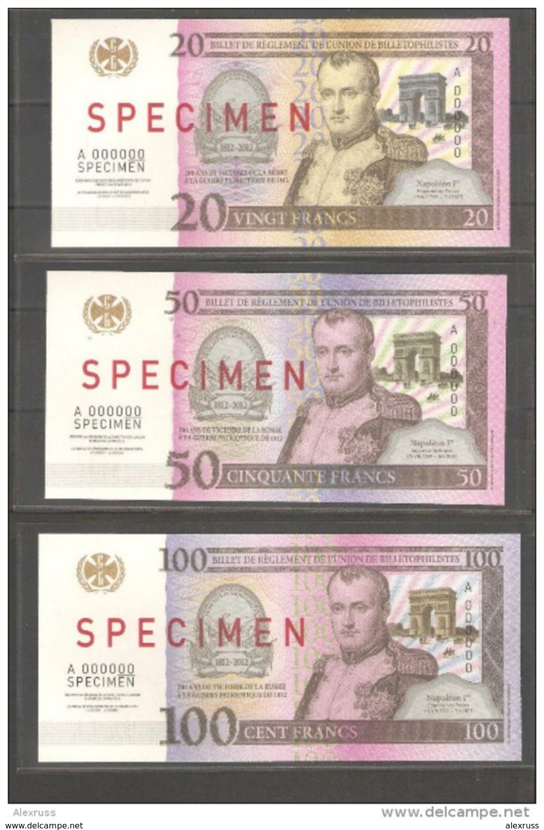 Russia 2012,6 Notes Specimens Napoleon Marshals Alexander-I Of War Of 1812,RARE - Sonstige & Ohne Zuordnung