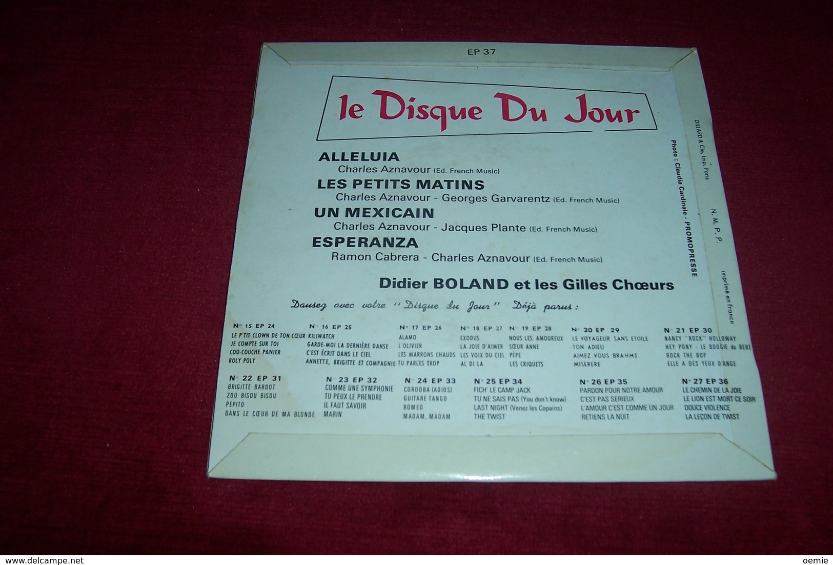 COLLECTION  DISQUE  DU  JOUR  VARIETES DES ANNEES 60 / DIDIER BOLAND  No 28 - Collections Complètes