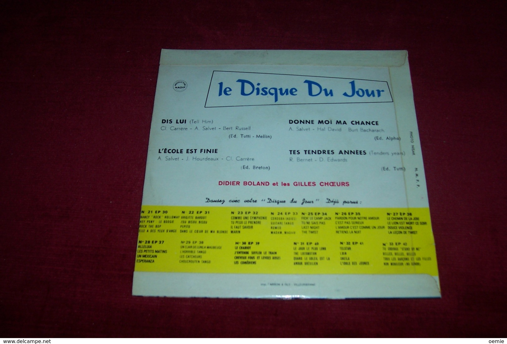 COLLECTION  DISQUE  DU  JOUR  VARIETES DES ANNEES 60 / DIDIER BOLAND  No 34 - Colecciones Completas