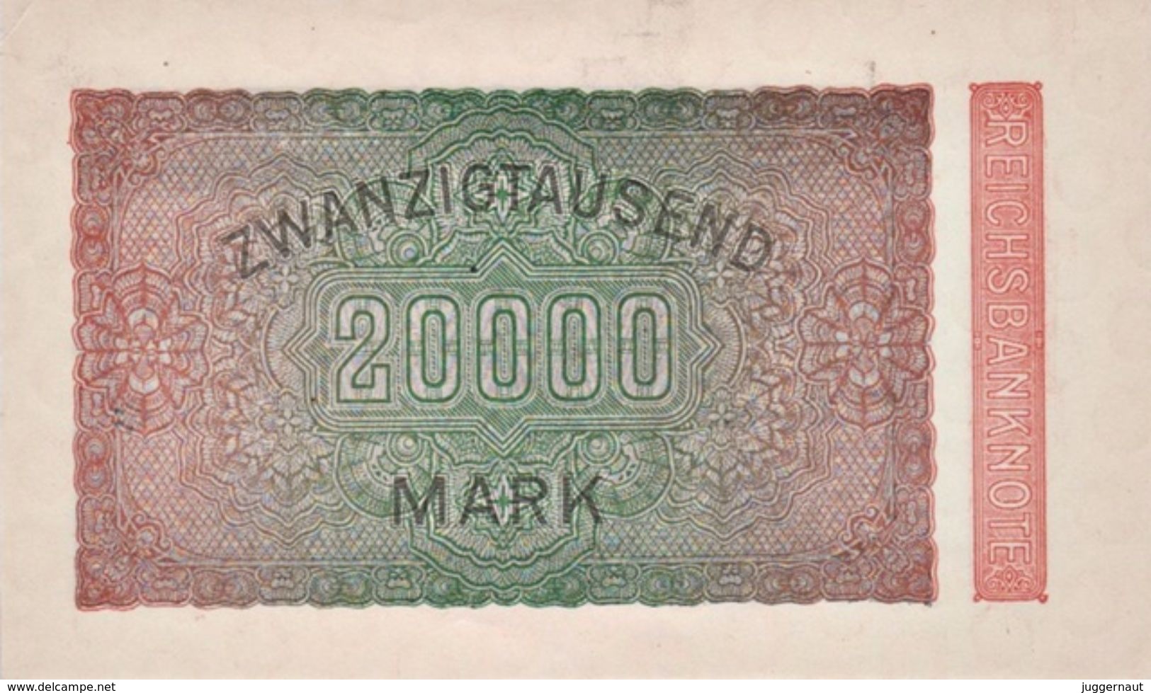 GERMANY 20000 MARK REICHSBANKNOTE 1923 AD PICK NO.85 UNCIRCULATED UNC - 20.000 Mark