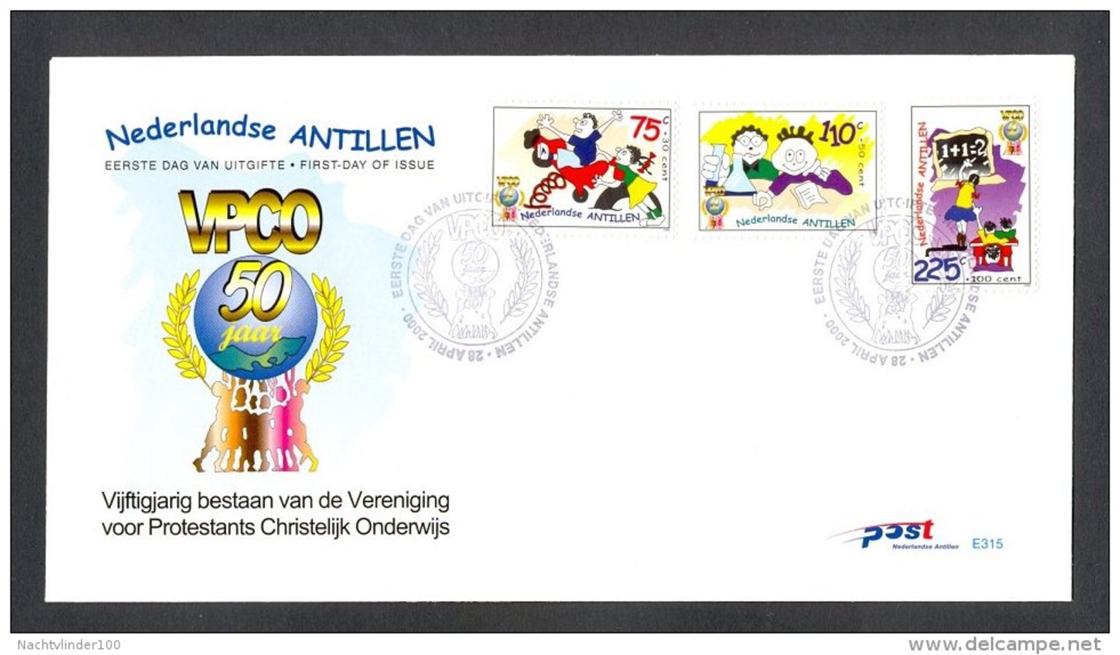 Ndv315fb E315 ONDERWIJS SOCIAL AND CULTURAL CARE CHEMISTRY LESSON EDUCATION V.P.C.O. NEDERLANDSE ANTILLEN 2000 FDC - Antillen