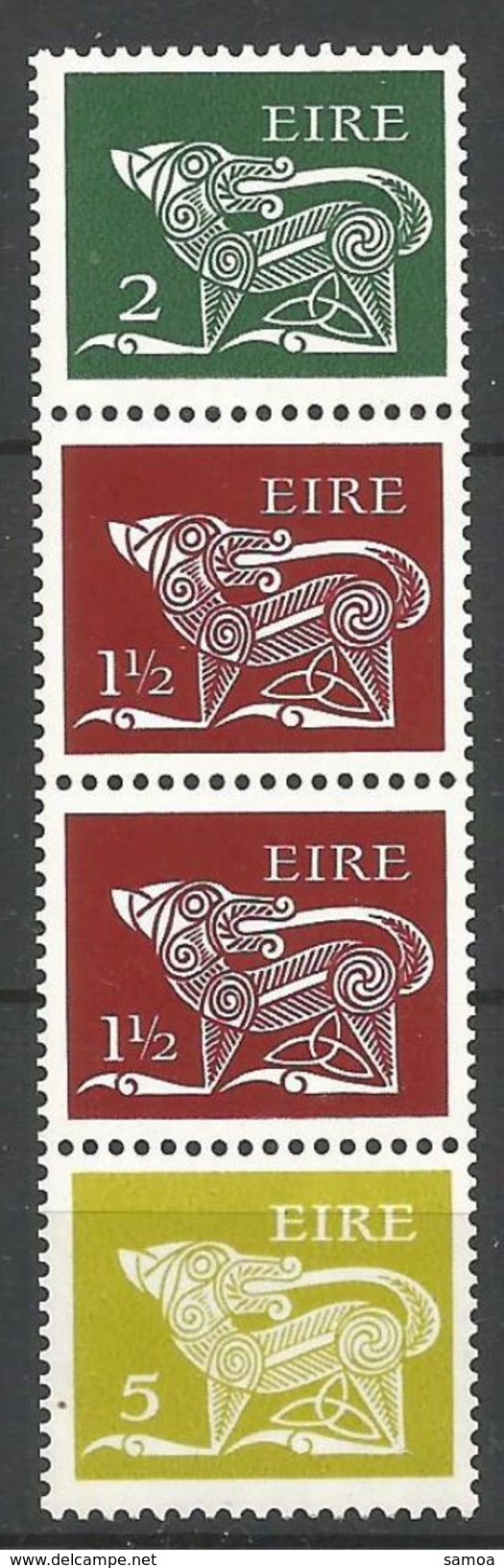Irlande 1974 300 B ** Chien Stylisé Broche Bande De 4 Timbres 300 A 254 A 254 A 255 A - Unused Stamps