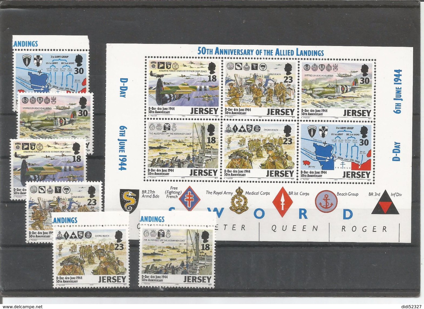 Selection Of Jersey Stamps Normandy/Normandie 50 Years/50 Ans Landings/débarquement MNH/Neufs Sans Charnières - Jersey