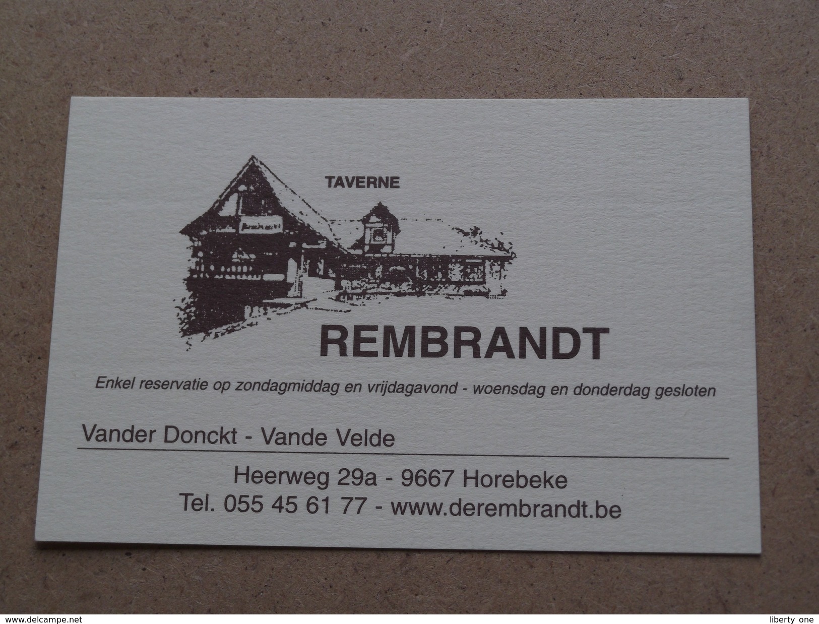 Taverne REMBRANDT ( Vander Donckt - Vande Velde ) Heerweg - Horebeke ( Voir Photo Pour Detail )! - Tarjetas De Visita