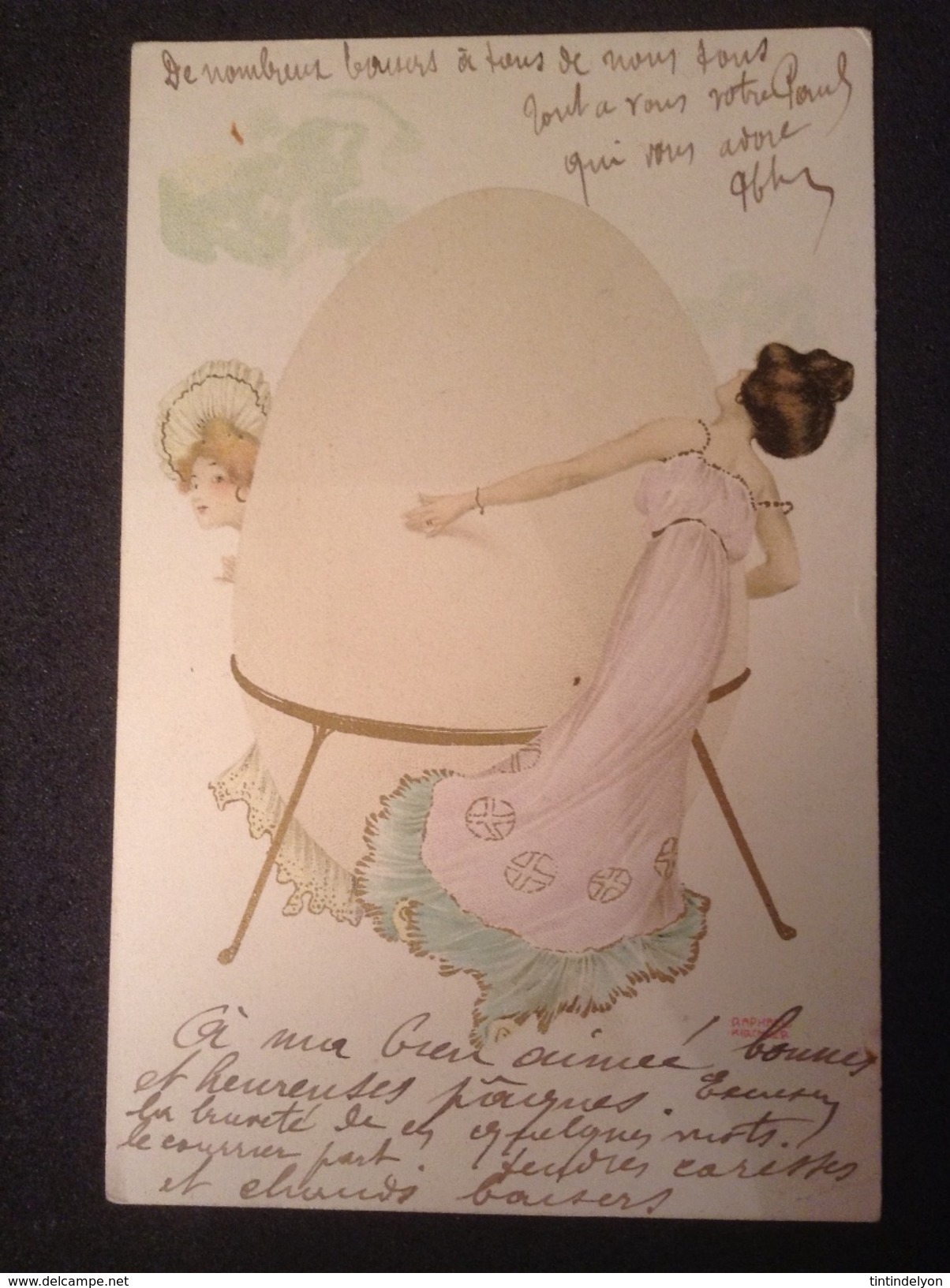 CPA Illustration RAPHAEL KIRCHNER - Femmes à L'oeuf De Pâques - Dorure - Kirchner, Raphael