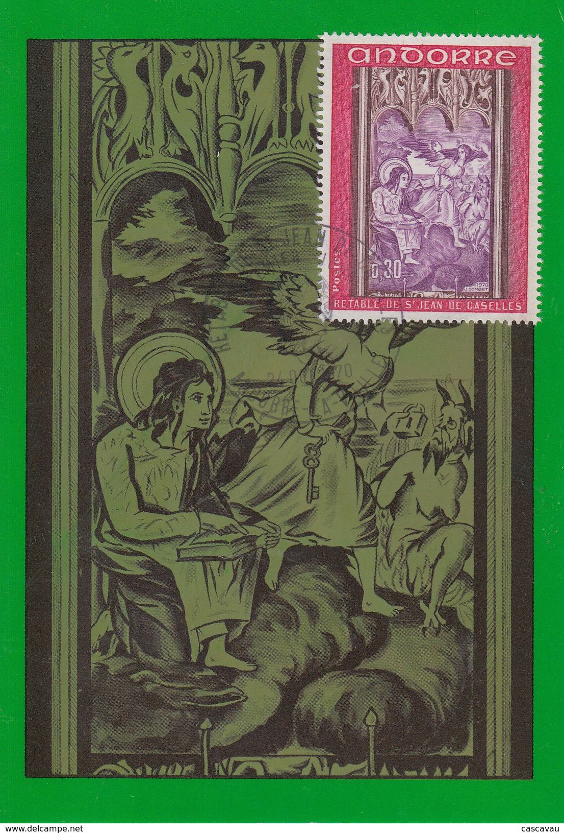 Carte  Maximum  1er  Jour  ANDORRE    Retable  De  Saint  Jean  De  CASELLES     1970 - Cartas Máxima