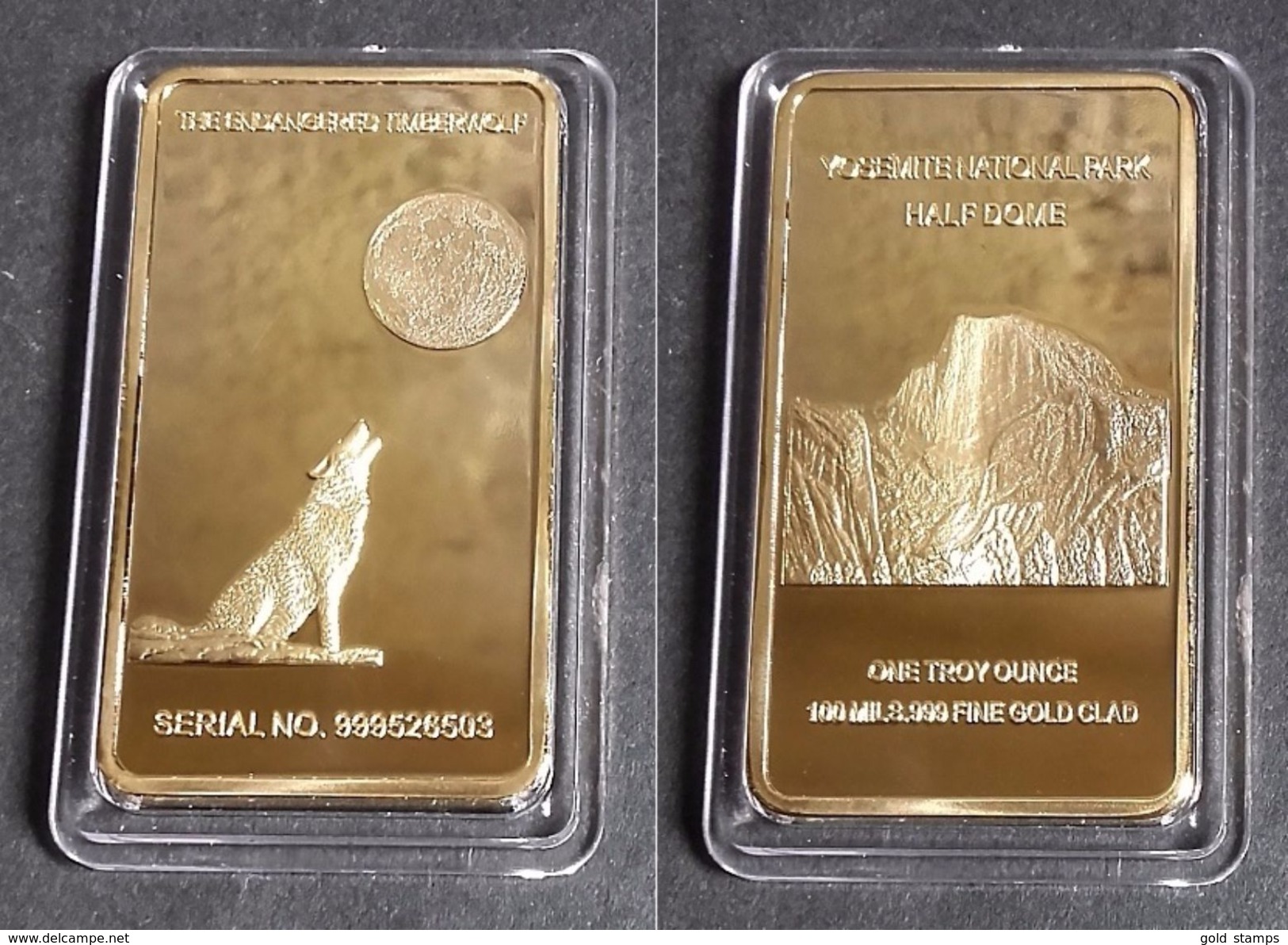 1 Lingot Plaqué OR ( GOLD Plated Bar ) - Loup Wolf Yosemite Park - Autres & Non Classés