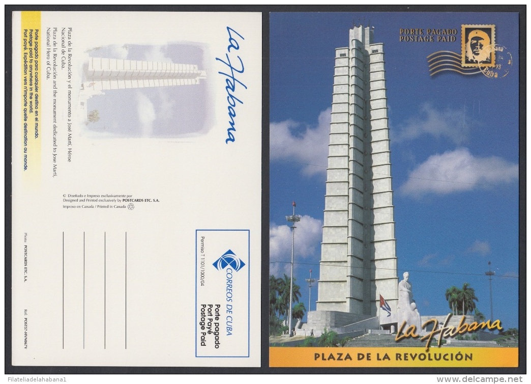 2004-EP-69 CUBA 2004. POSTAL STATIONERY. HABANA. PLAZA DE LA REVOLUCION. JOSE MARTI. VISTAS TURISTICAS. VENDIDAS EN CUC. - Brieven En Documenten