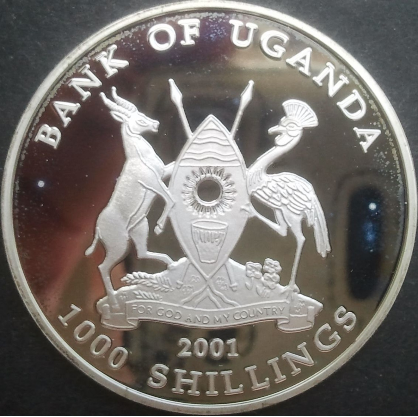 Ouganda, 1000 Shillings 2001 - Argent Pur / Pure Silver Proof - Ouganda